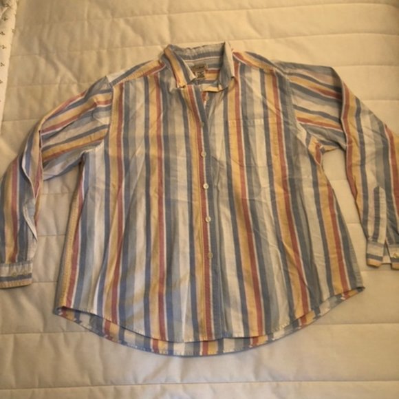 L.L. Bean Collared Striped Long sleeve Button-down - Picture 1 of 4